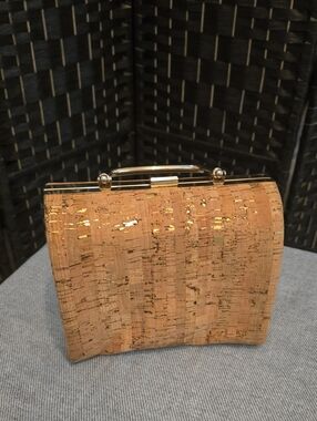 Savannah Cork Mini Handbag, Tan & Gold